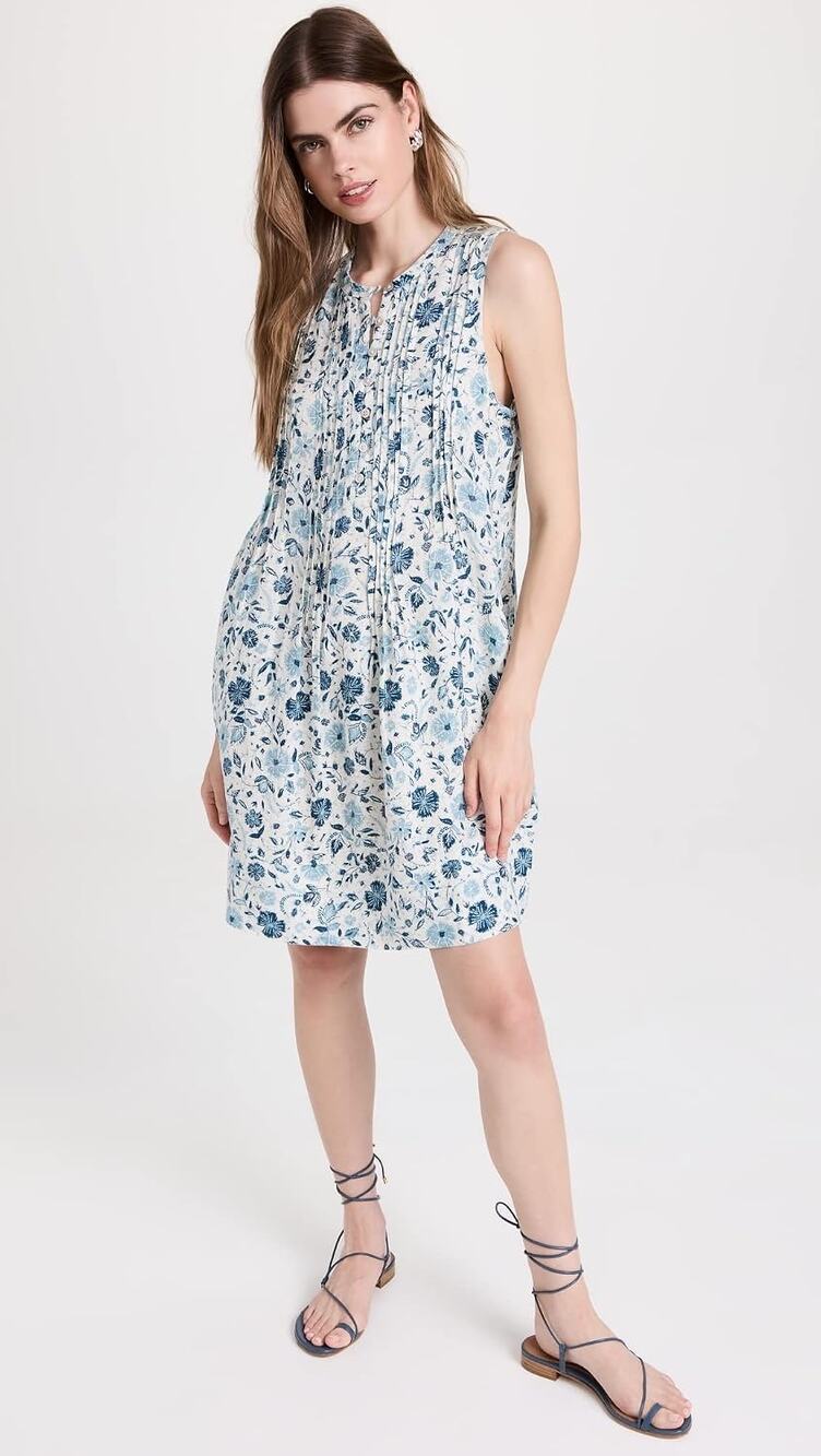 Faherty Isha Dress Dreamer Floral Linen Blend Sleeveless Size XS